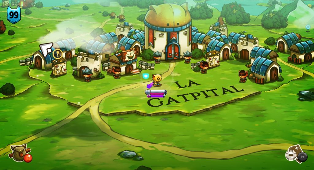 Captura de pantalla de Cat Quest mostrando "La Gatpital"